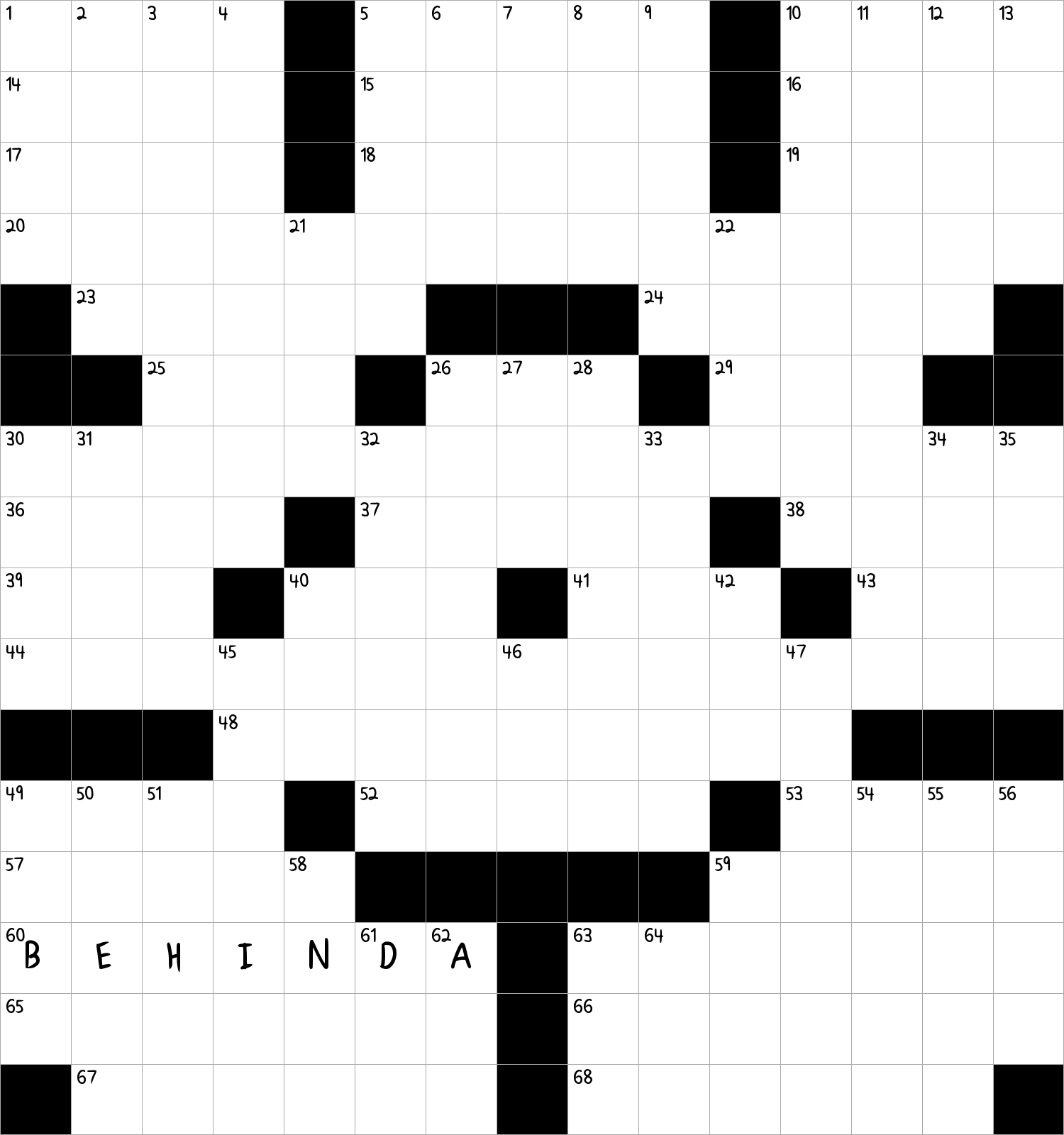 With 63-Across, where some journalism is located ... or how to interpret the ends of 20-, 30- and 44-Across vis-à-vis the shaded squares