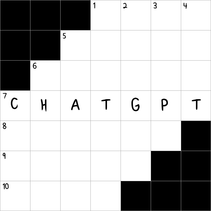 It wrote this clue: "Virtual assistant with the gift of gab (4, 3). Let me know if you'd like any tweaks!"